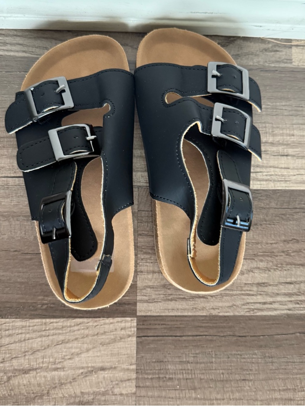 SHEIN Black Double Buckle Kids Sandals